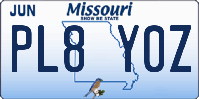 MO license plate PL8Y0Z