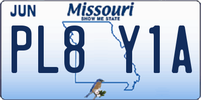 MO license plate PL8Y1A
