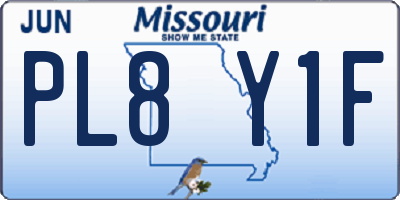 MO license plate PL8Y1F