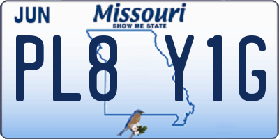 MO license plate PL8Y1G