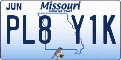 MO license plate PL8Y1K