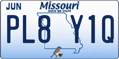 MO license plate PL8Y1Q