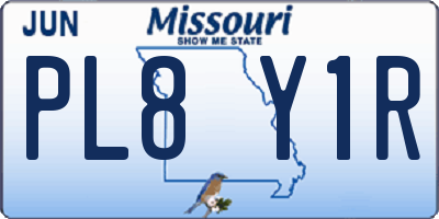 MO license plate PL8Y1R