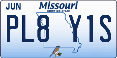 MO license plate PL8Y1S