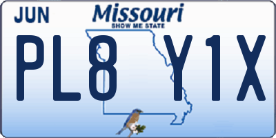 MO license plate PL8Y1X
