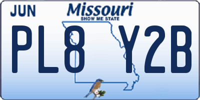 MO license plate PL8Y2B