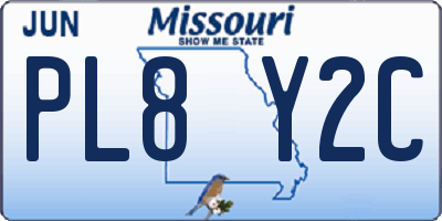 MO license plate PL8Y2C