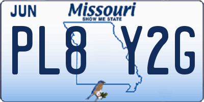 MO license plate PL8Y2G