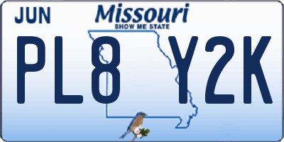 MO license plate PL8Y2K