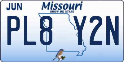 MO license plate PL8Y2N