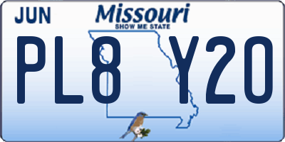 MO license plate PL8Y2O