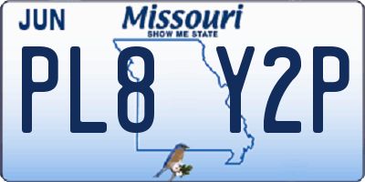 MO license plate PL8Y2P