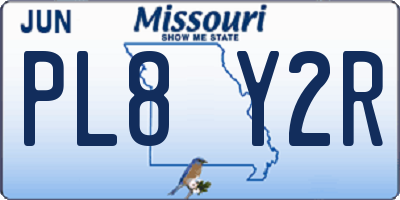 MO license plate PL8Y2R