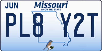 MO license plate PL8Y2T
