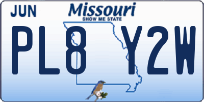 MO license plate PL8Y2W