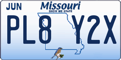 MO license plate PL8Y2X