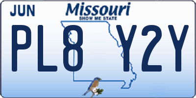 MO license plate PL8Y2Y