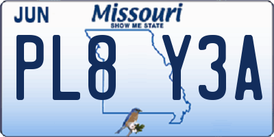 MO license plate PL8Y3A