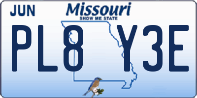 MO license plate PL8Y3E