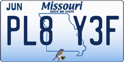 MO license plate PL8Y3F