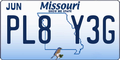 MO license plate PL8Y3G