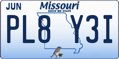 MO license plate PL8Y3I