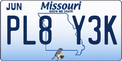 MO license plate PL8Y3K