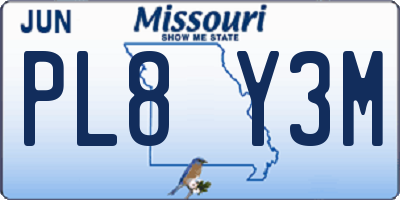 MO license plate PL8Y3M