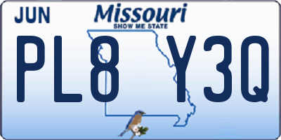 MO license plate PL8Y3Q