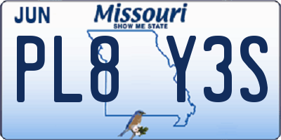 MO license plate PL8Y3S