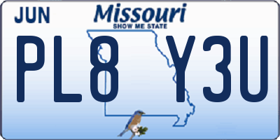 MO license plate PL8Y3U