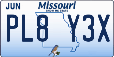 MO license plate PL8Y3X