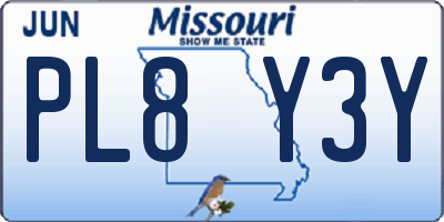 MO license plate PL8Y3Y
