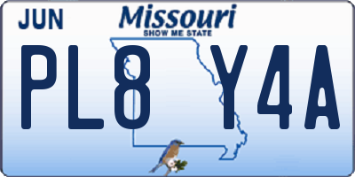 MO license plate PL8Y4A