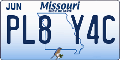MO license plate PL8Y4C