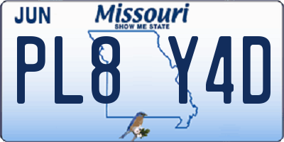 MO license plate PL8Y4D