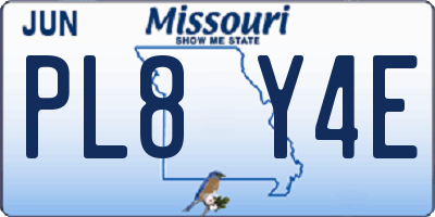 MO license plate PL8Y4E