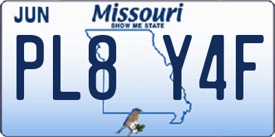 MO license plate PL8Y4F