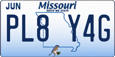 MO license plate PL8Y4G
