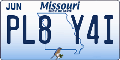 MO license plate PL8Y4I
