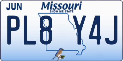 MO license plate PL8Y4J
