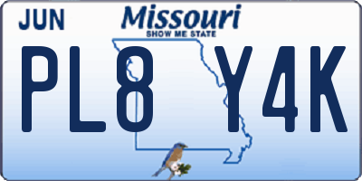 MO license plate PL8Y4K