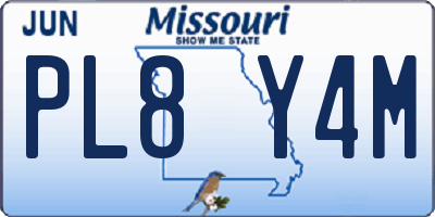 MO license plate PL8Y4M
