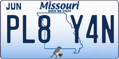 MO license plate PL8Y4N