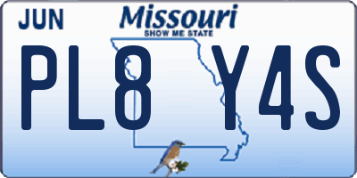 MO license plate PL8Y4S