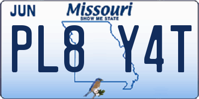 MO license plate PL8Y4T