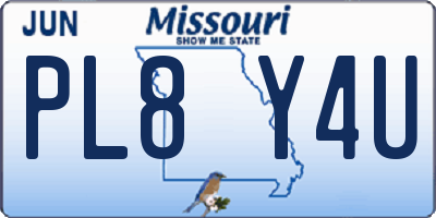 MO license plate PL8Y4U