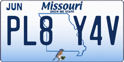 MO license plate PL8Y4V