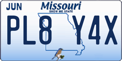 MO license plate PL8Y4X