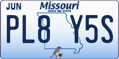 MO license plate PL8Y5S